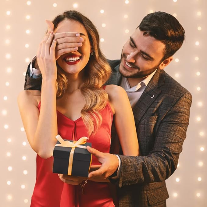 Bengnkes Black Gift Box Small Gift Boxes with Lids for Presents 4 Packs Square Luxury Nesting Gift Boxes with 17ft Ribbon for Birthday Bridesmaid Wedding Christmas Proposal