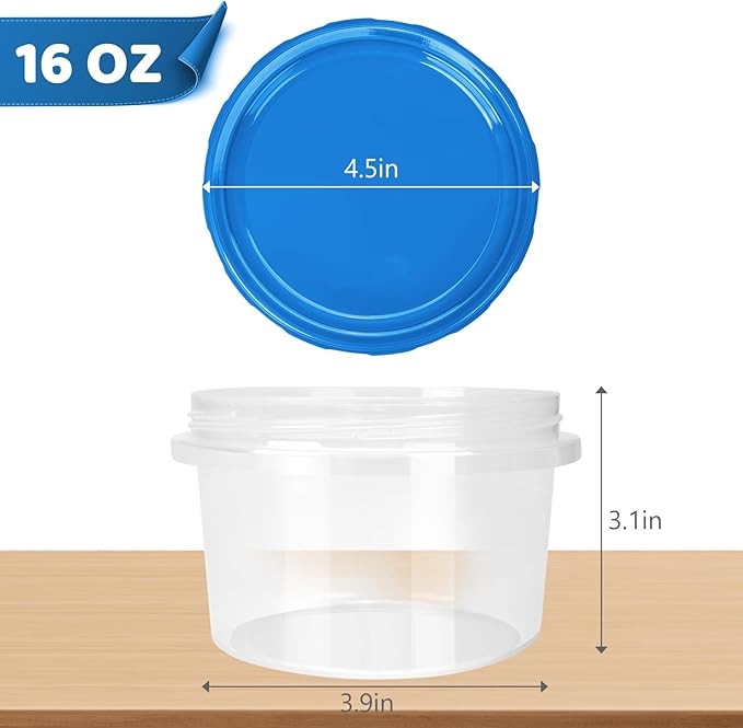 Freezer Storage Containers, [10 Pack-16 oz] Ultra Thick Freezer Containers with Leakproof Twist Top Lids, Heavy Duty BPA Free Stackable Food Containers for Lunch/Salad/Leftover/Soup/Oats/Ice Cream