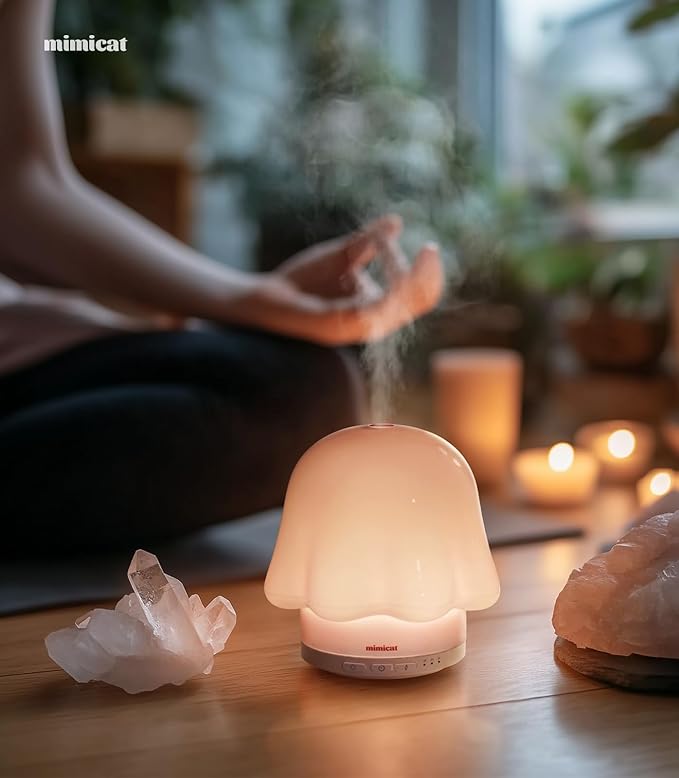 Essential Oil Diffuser for Home Glass: mimicat Timer 120ml Ultrasonic Cool Mist Aromatherapy Diffusers for Bedroom Office with Soft Night Light Pink