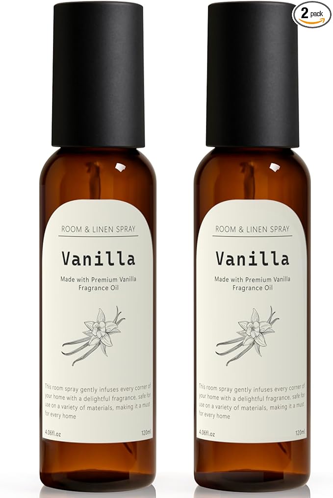 Vanilla Fragrance Room Spray, Long-Lasting Room Freshener for Home, Bathroom and Kitchen, Air Freshener Spray, Odor Eliminator, 2 x 4.06 fl oz