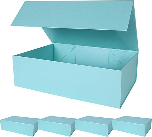 Aimyoo Blue Magnetic Gift Boxes with Lids 13.8x9x4.3 in, Large Bridesmaid Groomsman Proposal Box, Rectangle Collapsible Box for Present Graduation Birthday Storage 5 Pack
