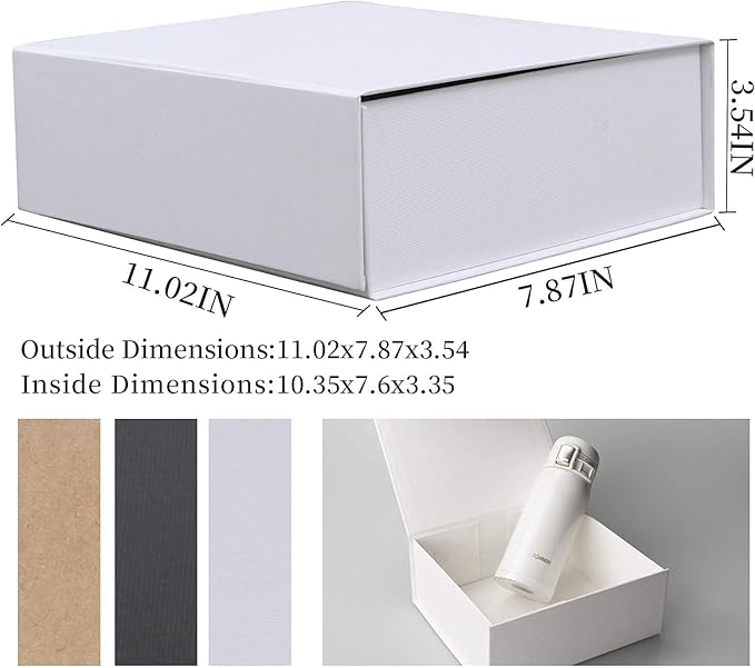 5 Pack of Gift Box,11x7.8x3.5 Inches Gift Boxes with Lids,White Gift Box for Valentines Day,Magnetic Closure Gift Boxes for Presents,Birthday Christmas,Thanksgiving Day