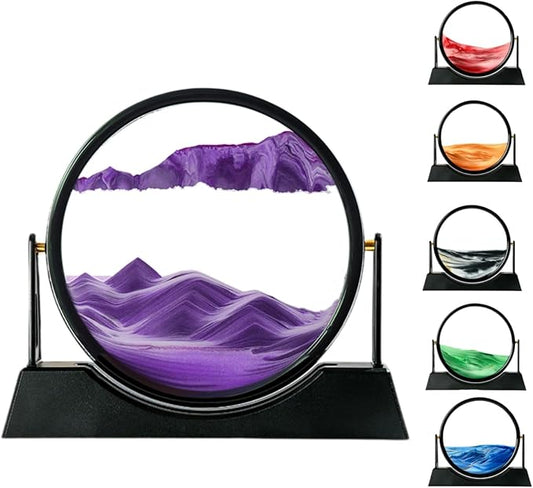 ZSDSZDZY Moving Sand Art Picture Liquid Motion, 3D Quicksand Décor, Deep Sea Sandscapes with Display Flowing Sand Frame for Relaxing, Desktop Office Home Decoration (Purple)