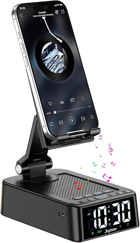 Gifts for Men and Women, Phone Stand with Bluetooth Speaker and 360° Rotable Angle Adjustable Cell Phone Holder for Home Office with HD Subwoofer Sound Fits All Phones,Tablets (Black)