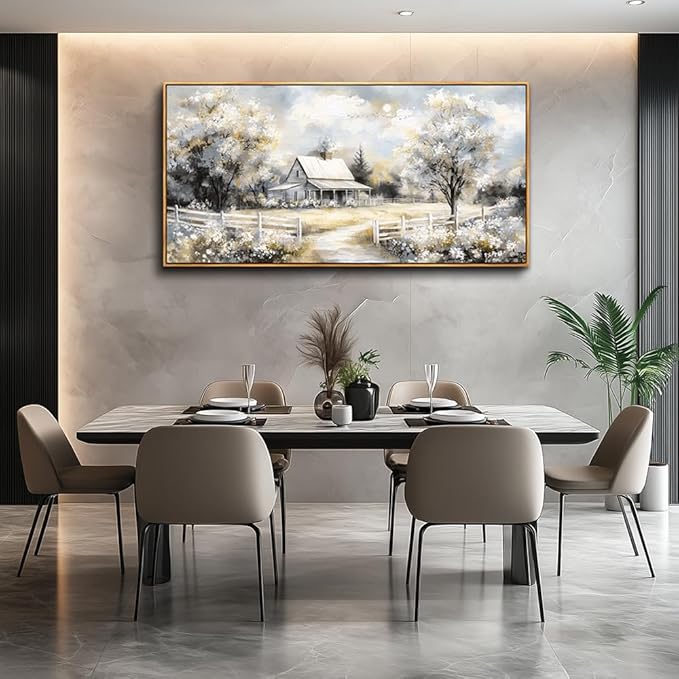 QIYILEXWART Canvas Wall Art For Living Room Wall Decor For Bedroom Office Wall Decoration Forest Cabin Landscape Painting Farmhouse Pictures Artwork Room Aesthetic Home Decor 20x40 In