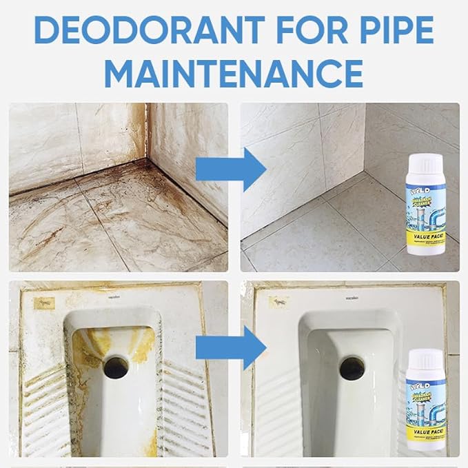 Wild Sink and Drain Cleaner Powder | Rapid-Foam Fast-Acting Pipe Declogger for Kitchen, Bathroom, Toilet, Shower Drain Maintenance | Powerful Foaming Cleaner (3.88oz/110g, Count, 3)