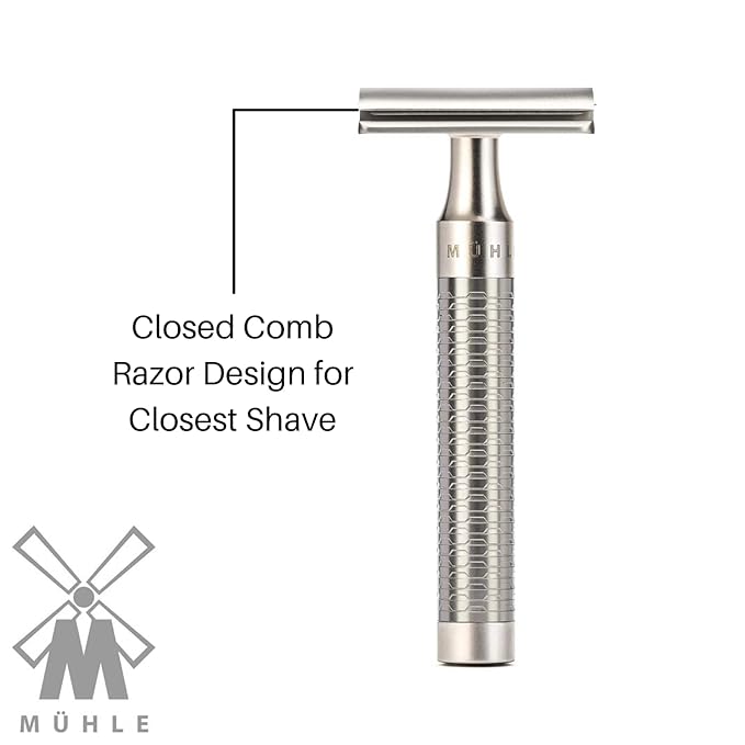 MÜHLE ROCCA R94 Double Edge Safety Razor (Closed Comb) | Pure Matt Stainless Steel |Perfect for Everyday Use | Barbershop Quality Close Smooth Shave | Luxury Razor for Men