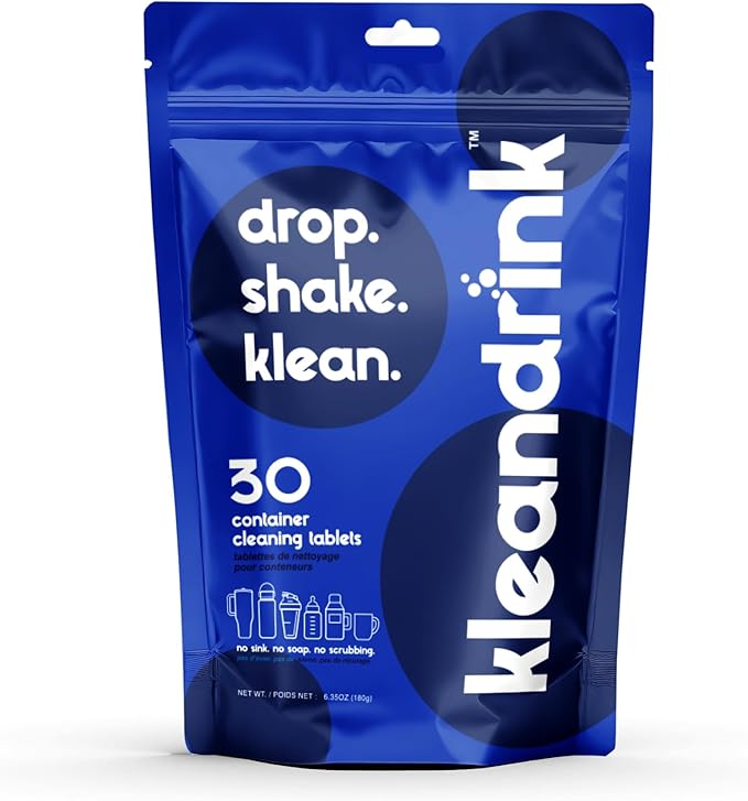 30 Cleaning Tablets – NSF Certified Safe, Eco-Friendly, Clean Stainless Steel, Tumbler, Insulated, Plastic and Reusable Water Bottles, Protein Shaker – Remove Odors and Stains, No Scrubbing