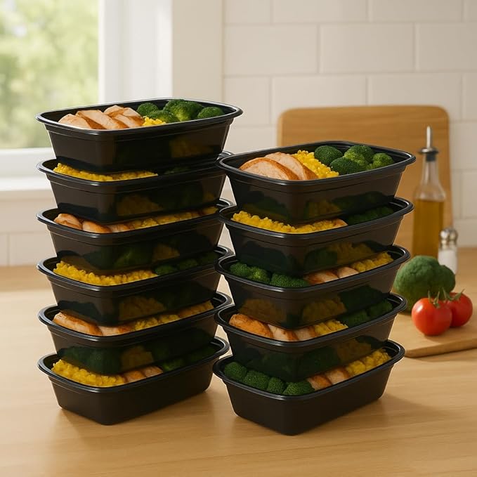 Ruthy's Outlet Meal Prep Containers W/Lids -Square Food Storage – BPA-Free| Stackable | Microwave | Freezer & Dishwasher Safe | Reusable Lunch Bento Box Portion Control & Planning (30 Pack, 16 oz)