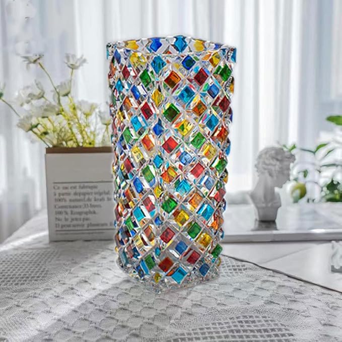 Hand Painted Colorful Glass Vase