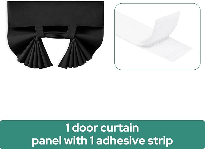 HOMEIDEAS 100% Linen Blackout French Door Curtains, Privacy Door Window Curtains, 26 X 68 Inch Room Darkening Blinds, Thermal Insulated Shades for Bedroom, 1 Panel, Black