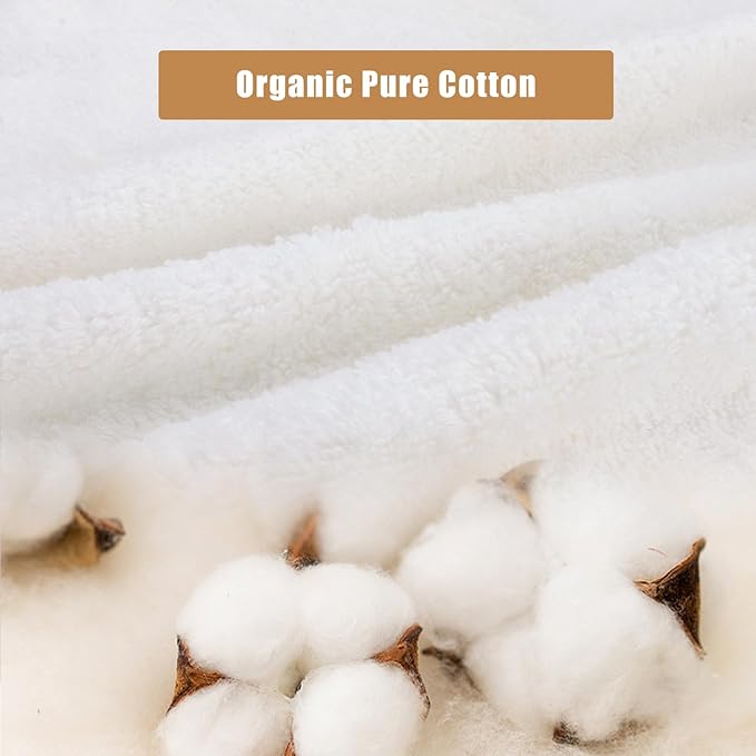 SEMAXE 18-Pack Bath Towel Set Include 6 Bath Towels, 6 Hand Towels, 6 Wash Cloths, 100% Cotton Bathroom Towels with Hanging Loops and Nano-Bio Lifecycle Labels, Soft and Absorbent Towel, White