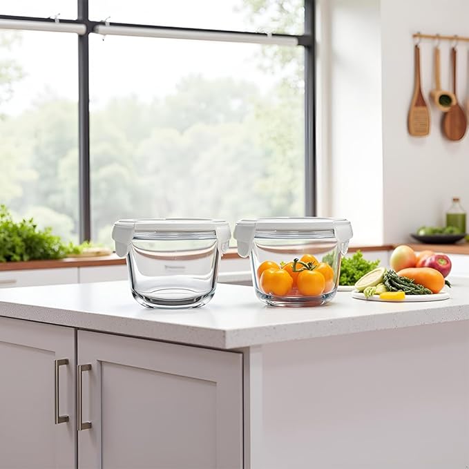 Glass Food Storage Containers Round Soup Container with Airtight Lids, food storage containers for soup (glass soup storage containers with lids)