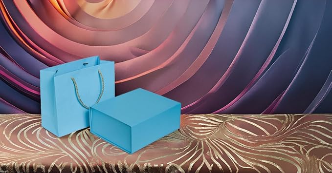 Elegant Gift Boxes with Gift Bag for Presents with Lids Magnetic Closure Rectangle Collapsible for Christmas, Valentine's Day, Birthday Gift Packging (Blue)