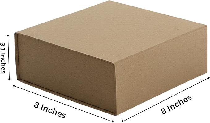 CECOBOX - Gift Boxes with Lids for Presents 8"x8"x3.1" - Matte, Collapsible Magnetic Closure Gift Box - Groomsmen & Bridesmaid Proposal Boxes, Wedding, PR, Birthdays, Holidays (Kraft)
