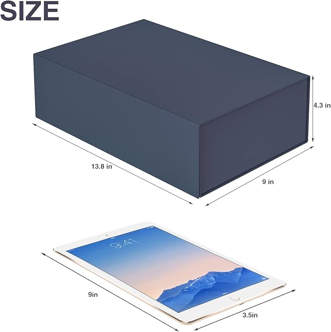 Luxury Large Gift Box 13.8"x9"x4.3" Storage Box Ribbon Magnetic Closure for Luxury Packaging Box for Mother's Day, Birthdays, Bridal Gifts,Weddings