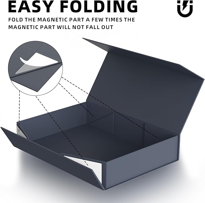 Gift Box 11.5 x 8.2 x 2.3 In Gift Boxes for Presents Magnetic Closure, Gift Boxes with Lids for Presents Birthday Luxury Jewelry T-shirts Gloves Scarves Books Clothes Gift Wrap - Gentleman Blue