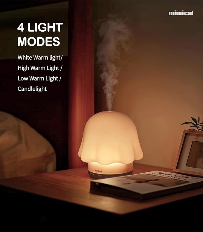 Essential Oil Diffuser for Home Glass: mimicat Timer 120ml Ultrasonic Cool Mist Aromatherapy Diffusers for Bedroom Office with Soft Night Light Pink