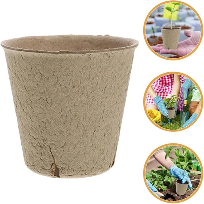 Biodegradable Paper Plant Pots with Drainage Nursery Seedling Starter for Outdoor Gardening Lightweight Germination Pots with Garden Labels