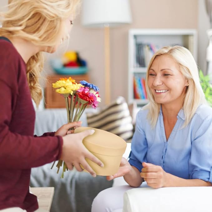 Bengnkes Round Gift Box Kraft Gift Boxes with Lids for Presents 4 Packs Luxury Nesting Gift Boxes Small with 17ft Ribbon for Bridesmaid Valentines Mother's day Graduation