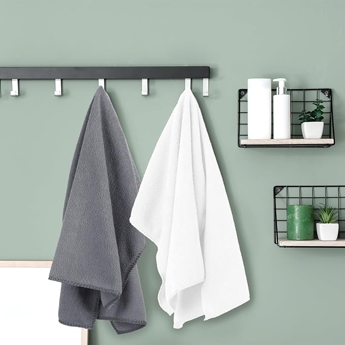 JML Bath Towels 2 Pack, Oversized Microfiber Bath Towel Set 30" x 60", Extra Large, Soft and Super Absorbent for Hair Wrap, Beach, Pool, Sport - Grey Floral Pattern