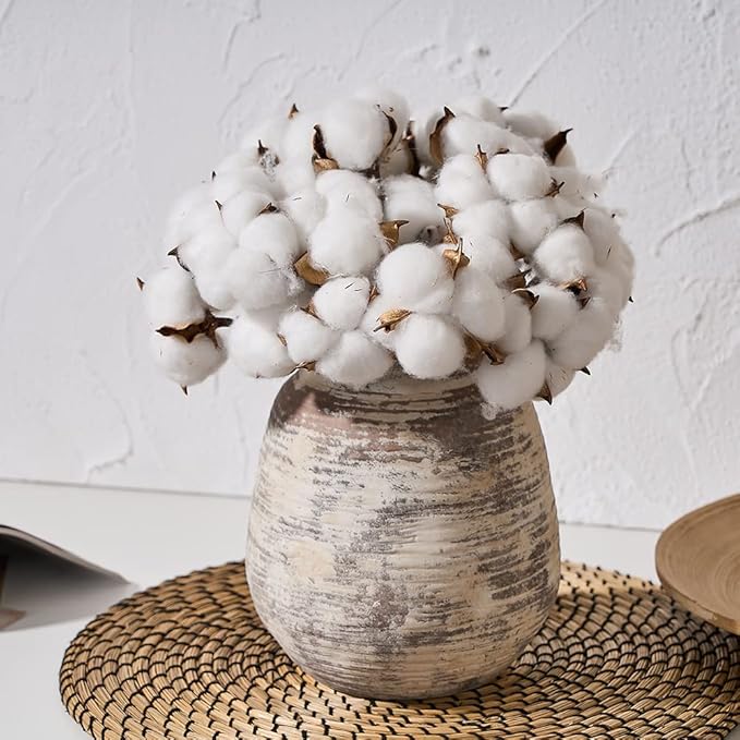 SIDUCAL Ceramic Rustic Vase, Whitewashed Terra Cotta Vase, Distressed Farmhouse Décor, Pottery Decorative Flower for Home Decor, Table, Living Room Decor, Shelf, Mantel, 7.3 Inch, Terra