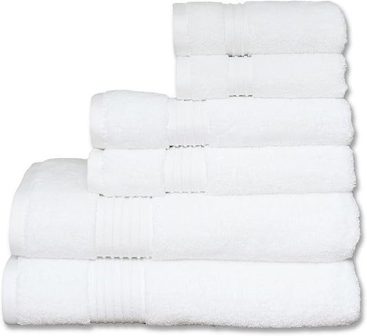 Milara Turkish Bath Towels Set of 6| 2 Bath Towels, 2 Hand Towels & 2 Wash Cloths with Elegant White Color | 700 GSM Premium Quality Cotton Ultra-Soft & Absorbent