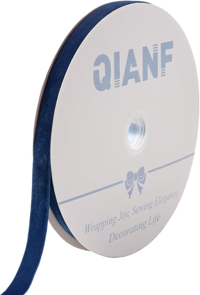 Vintage Sapphire Blue Velvet Ribbon Christmas Ribbon for Gift Wrapping Crafts Christmas Tree Ornaments Garland Decorations, 5/8 Inch X 25Yd