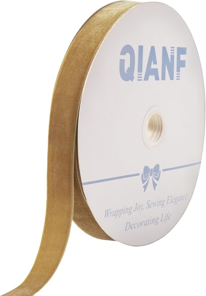 Vintage Khaki Velvet Ribbon, 1 Inch X 25Yd