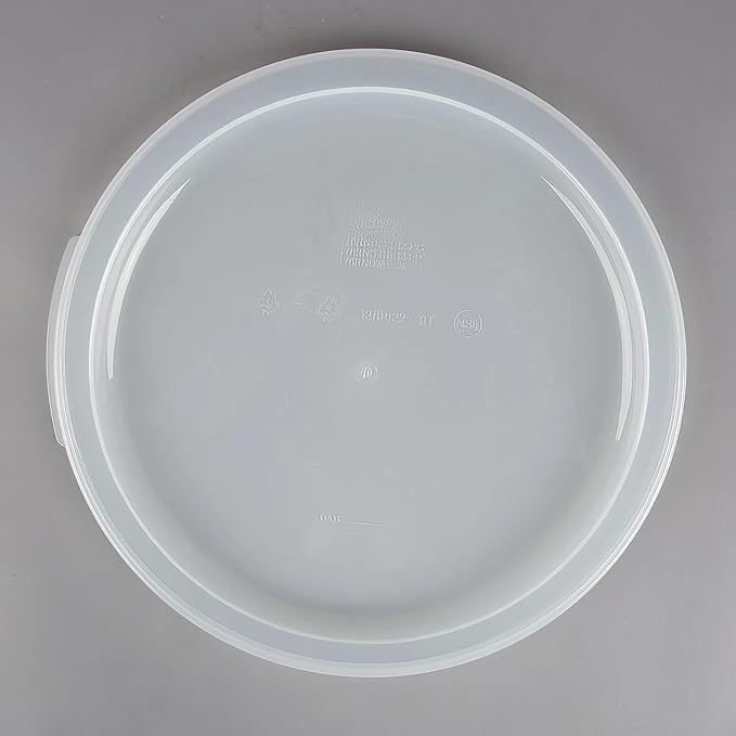 22 Qt Commercial Food Storage Container with Lid Set - Round Translucent Polypropylene with Red Graduations, NSF Listed, BPA-Free for Restaurant Kitchen Organization (6)