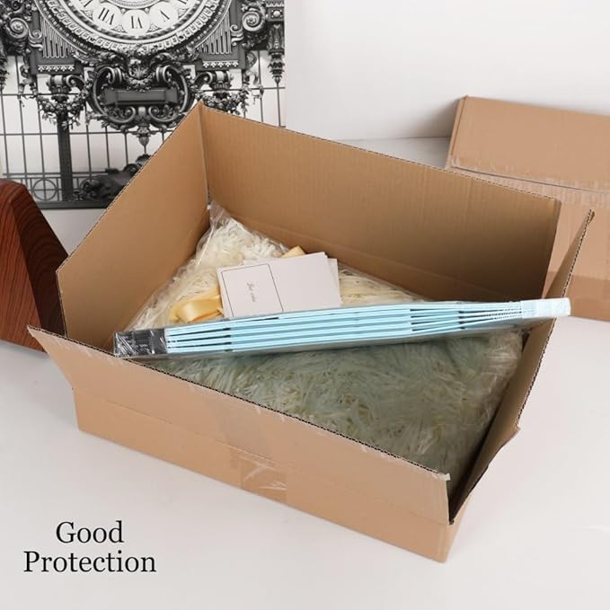 Small Gift Boxes with Lids 5 Pack 6X6X3 Inch Blue Gift Box with Ribbon Christmas Gift Box Foldable Gift Boxes for Presents、Graduation、Birthdays，Shredded Paper Filler & Cards