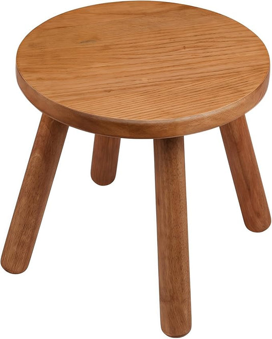 Round Solid Wooden Step Stool,Plant Stool Indoor,11.8” Height, Plant Stand for Kitchen, Bedroom, Bathroom, Livingroom (Walnut, 11.8inch)