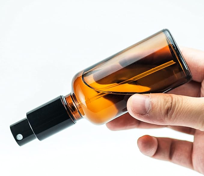 YIZHAO Amber Glass Spray Bottles 2oz, with Small Fine Mist Spray, Metal Cap, Refillable for Essential Oil,Travel,Cleaning,Perfume,Aromatherapy,Makeup – 6 Pcs