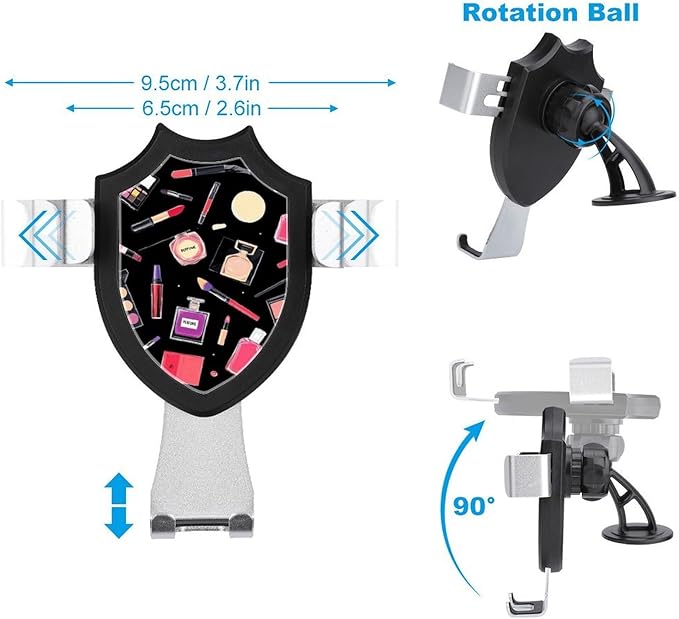 Fashion Phone Holders Phone Mount for Car Dashboard Air Vent Windshield Modern Lady Girly Cosmetic Perfume Lipstick Black