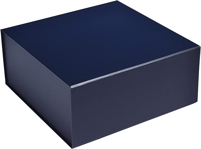 CECOBOX - Gift Boxes with Lids for Presents 8"x8"x3.1" - Matte, Collapsible Magnetic Closure Gift Box - Groomsmen & Bridesmaid Proposal Boxes, Wedding, PR, Birthdays, Holidays (Navy)