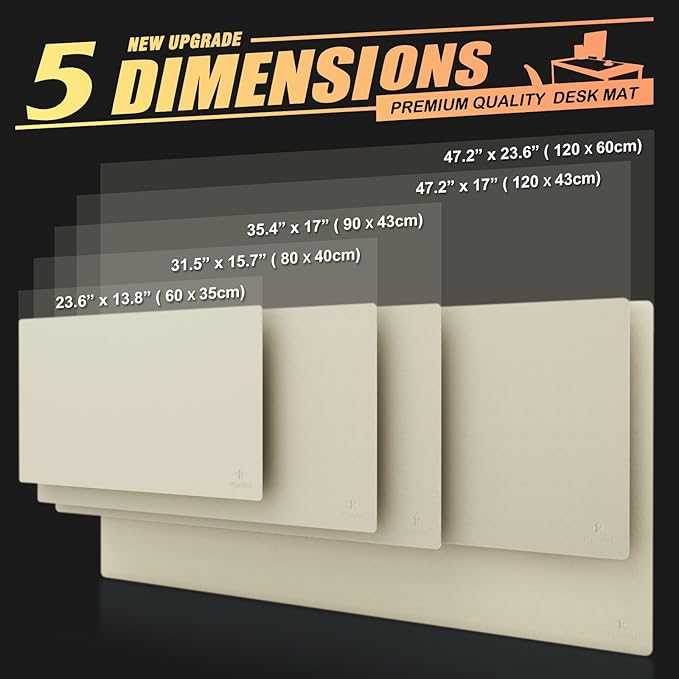 K KNODEL Large Office Leather Desk Mat, Mouse and Keyboard Pad, Computer and Laptop Mat, Desktop Protector and Cover, Writing Pad and Blotter (47.2"x17", Ivory Cream)