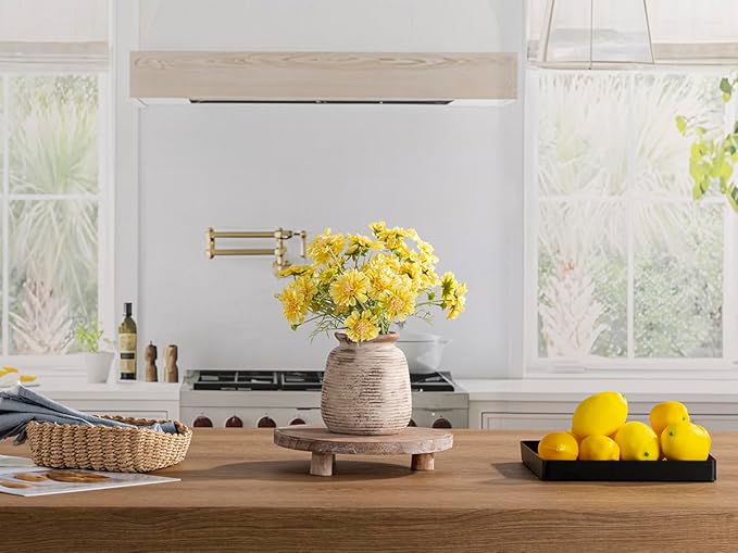 Ceramic Small Flower Vase, 6“ Rustic Farmhouse Vases Home Decor, Short Pottery Decorative Pampas Vase for Table Living Room Entryway Mantel Bookshelf Bedroom Bathroom Kitchen-Rustic