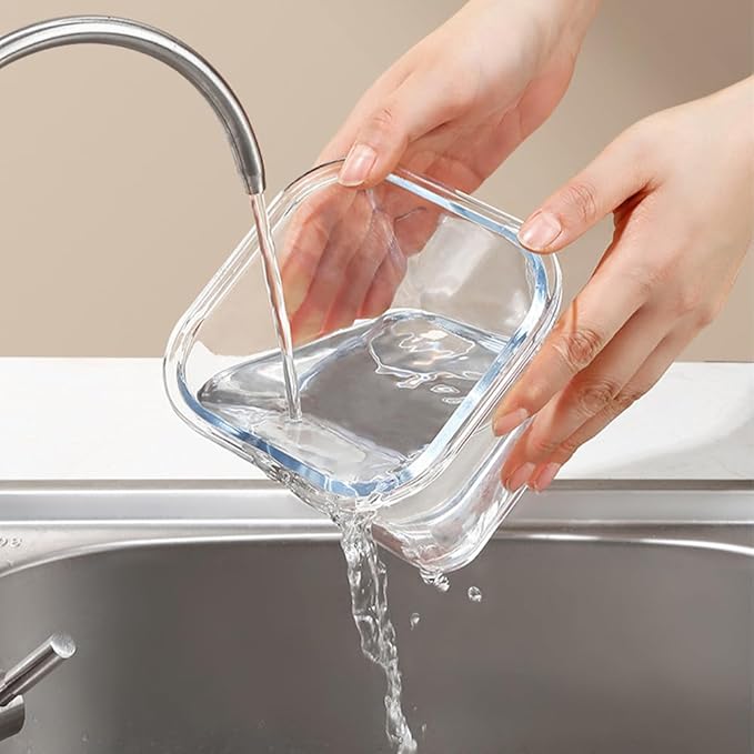 4 Cup Square Glass Food Storage Container with Lids, Square Glass Soup Container with Airtight Lids, 32 OZ Food Prep Bowls for Leftovers, Salad, Microwave、Fridge、Dishwasher Safe (4 Pack)