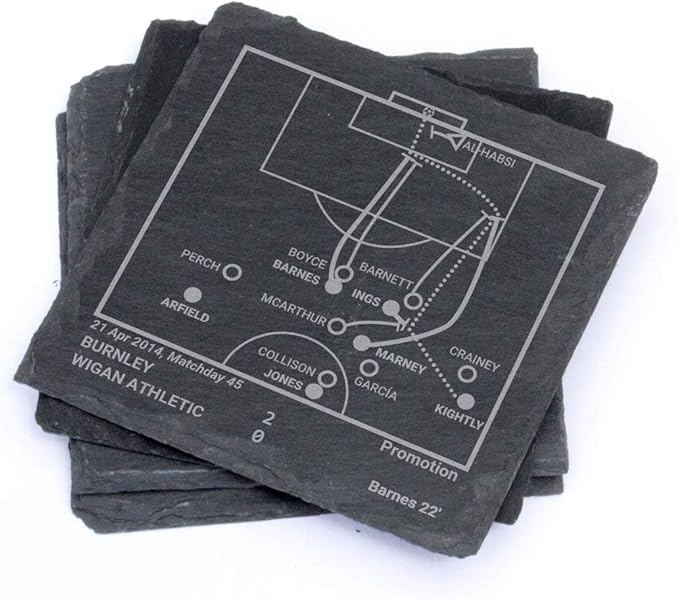 Greatest Burnley Plays: Slate Coasters (Set of 4) | Best Gift Idea for Sports Lovers | Burnley Historic Moments Gifts