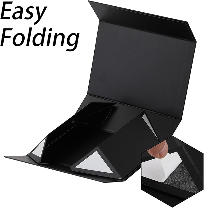 Black Gift Box,16x14x5.3 Large Gift Boxes With Lids For Presents Includes Ribbon And Diy Printable Sticker Paper,Bridesmaid Proposal Box,Magnetic Gift Box For Birthday,Wedding,Graduation