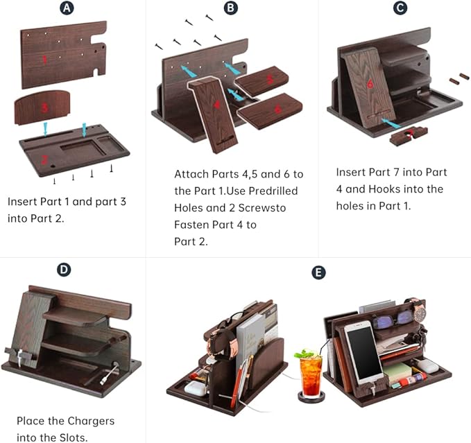 Gifts for Men Bedside Organiser Wood Phone Docking Station Dad Birthday Gifts for Him Nightstand Key Wallet Watch Stand Mens Gifts for Xmas Presents for Dad Husband Boyfriend Anniversary & Christmas