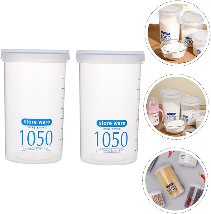 2pcs Airtight Round Food Storage Jars with Lids for Dry Food Snacks Protein Powder Cereal Canisters Kitchen Pantry Organization Containers
