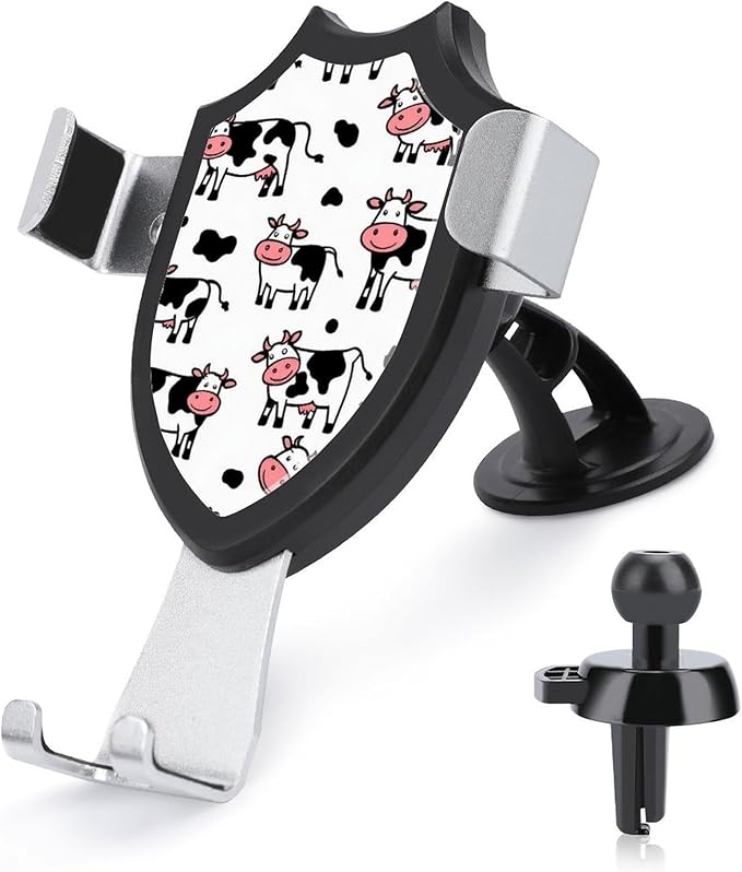 Fashion Phone Holders Phone Mount for Car Dashboard Air Vent Windshield Cute Funny Milk Cow Print