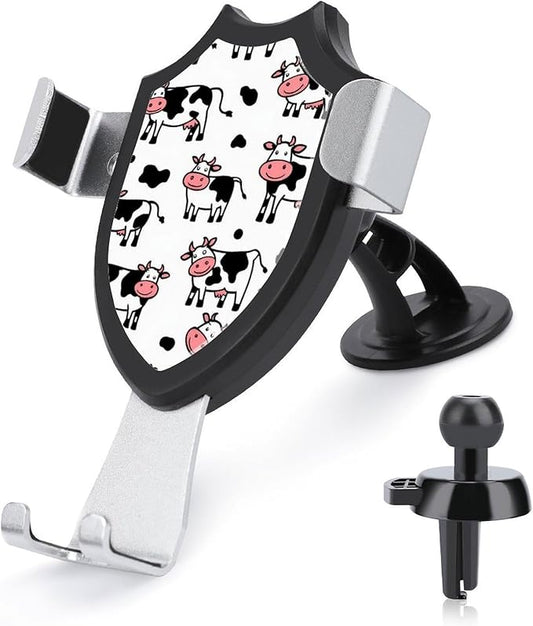 Fashion Phone Holders Phone Mount for Car Dashboard Air Vent Windshield Cute Funny Milk Cow Print