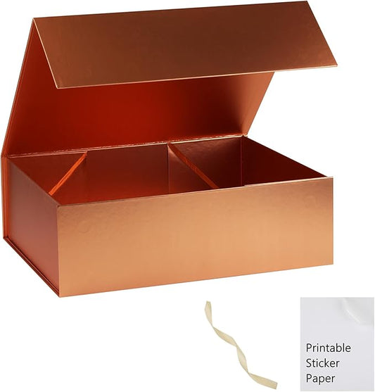 Rose Gold Gift Box,10x7.3x3.5 Gift Boxes With Lids For Presents Includes Ribbon And Diy Printable Sticker Paper,Bridesmaid Proposal Box,Magnetic Gift Box For Birthday,Wedding,Graduation