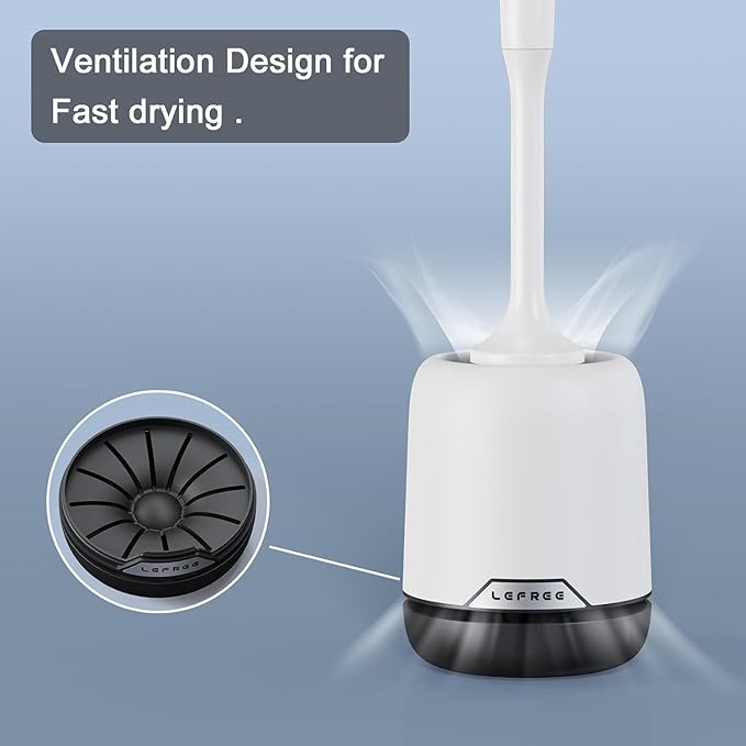 Lefree 2 Pack Silicone Toilet Brush,Rubber Toilet Bowl Brush and Holder Set with Ventilated Holder, Toilet Cleaner Brush for Bathroom,Floor Standing & Wall Mounted Toilet Scrubber Without Drilling