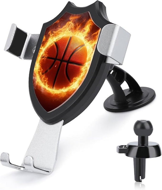 Universal Hands Free Automobile Cell Phone Holder, Phone Mount for Car Dashboard Air Vent Windshield Cool Fire Flame Basketball