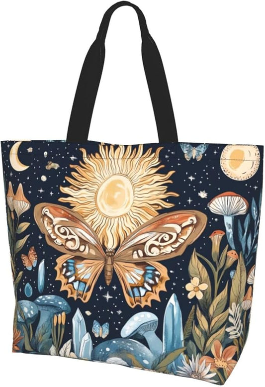 Tote Bag Shoulder Bags for Women Grocery Shopping Bag Reusable Bags Boho-Red Paisley 1