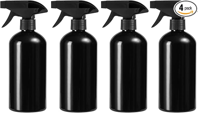 UUJOLY 17 oz Plastic Spray Bottle Trigger Empty Spray Bottles Clear Refillable Container for Water, Essential Oils, Hair, Cleaning Products, Adjustable Head Sprayer and Stream (4 Pack)