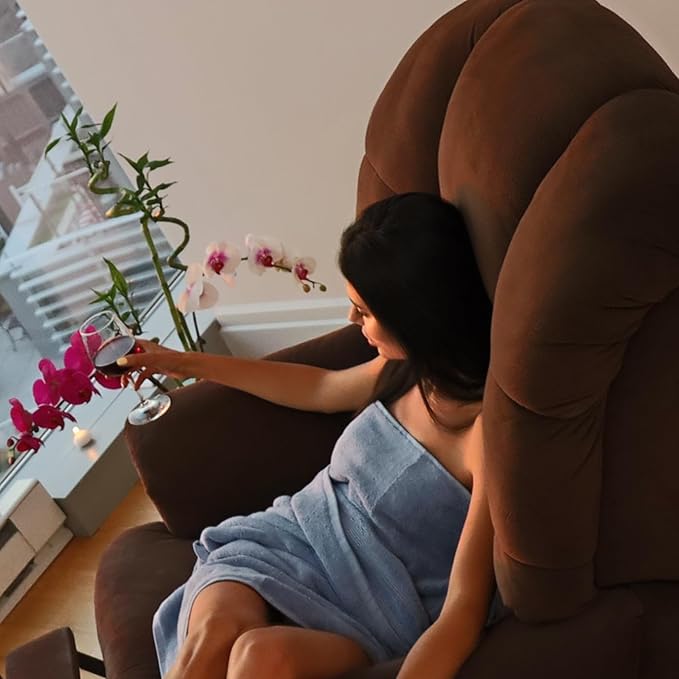 Mosobam Luxury Turkish Set of 2 Bath Towels 30X58 Allure Blue Oversize 700 GSM Bamboo Viscose & Aegean Turkish Combed Cotton